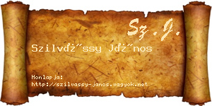 Szilvássy János névjegykártya